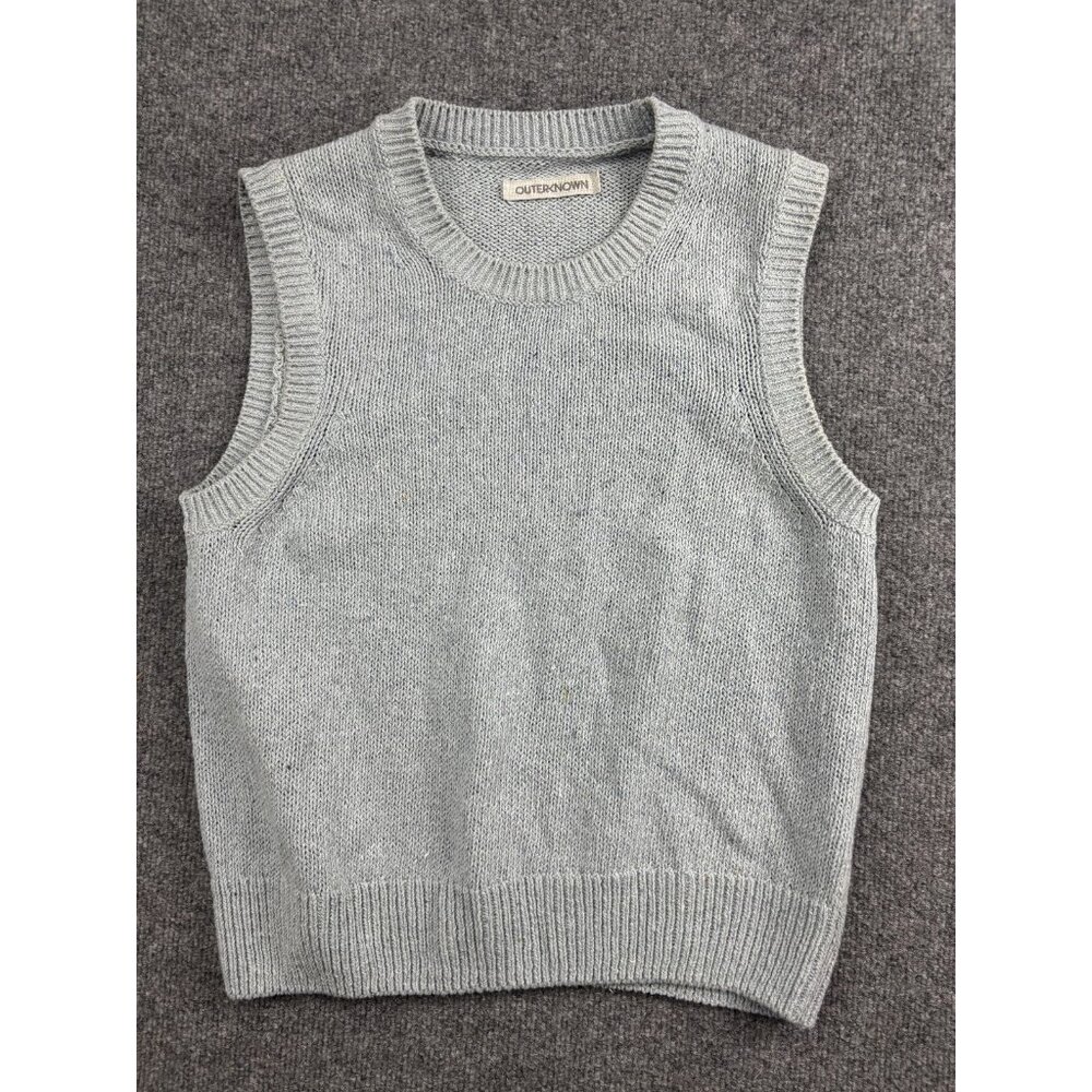 Outerknown‎ Sweater Vest Mens Small Gray Organic Cotton Knit Crewneck Ribbed